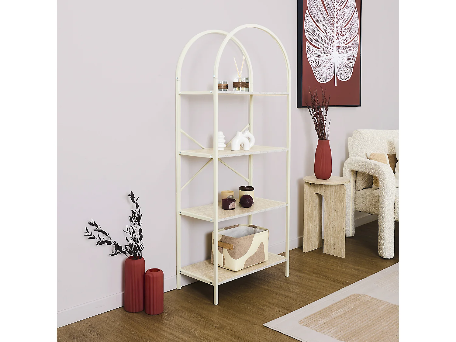 Etagere Arche 4 Niveaux Terra Nova Blanc, Beige