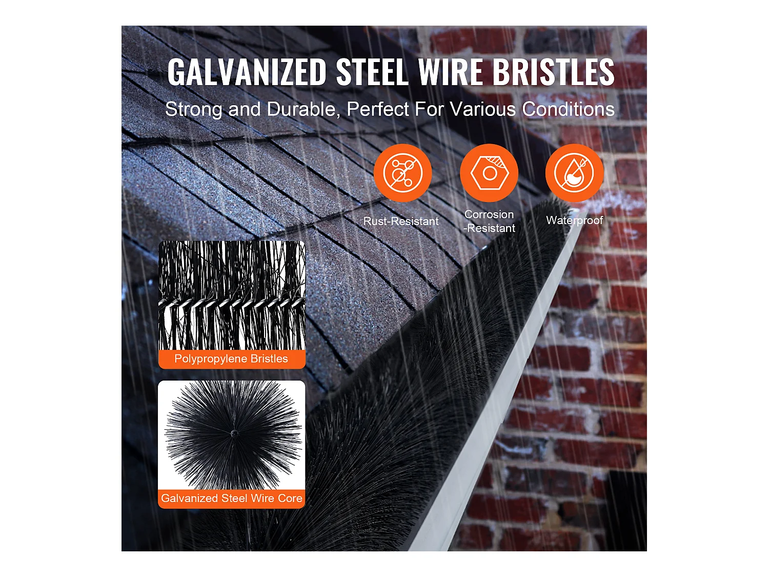 Escova de Proteção para Calha SucceBuy 3,7 m Anti-Folhas para Calha de 12,7 cm, 40 Peças, PP + Galvanizado, Preto, 120 ft, 13,1 lb