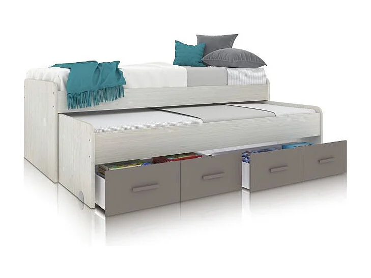 Cama doble juvenil Axim Blanco Alpes - Basalto