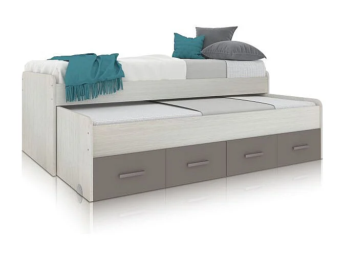 Cama doble juvenil Axim Blanco Alpes - Basalto