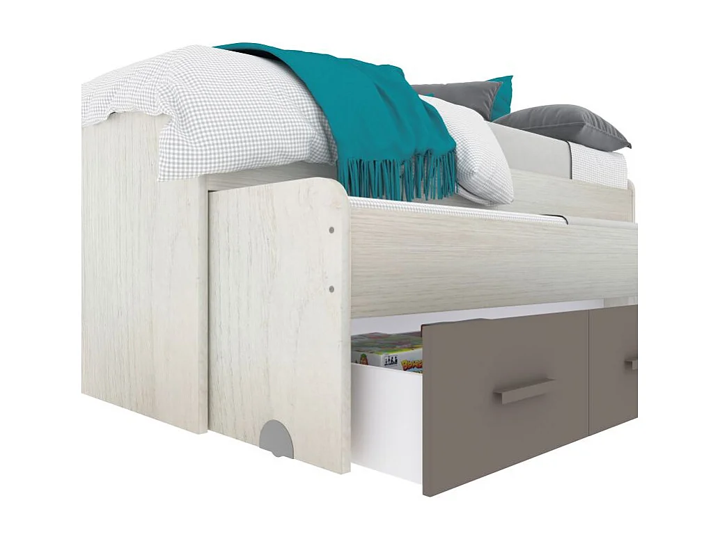 Cama doble juvenil Axim Blanco Alpes - Basalto