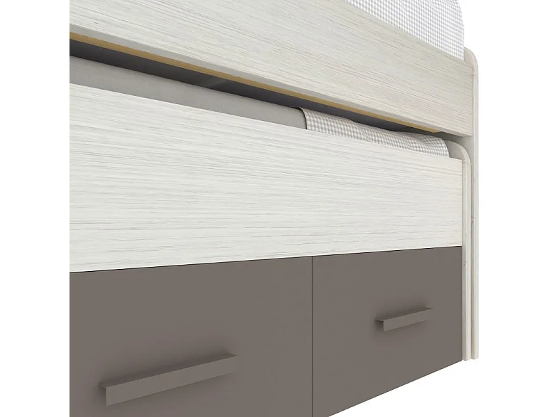 Cama doble juvenil Axim Blanco Alpes - Basalto