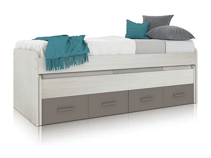 Cama doble juvenil Axim Blanco Alpes - Basalto