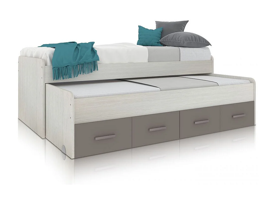 Cama doble juvenil Axim Blanco Alpes - Basalto