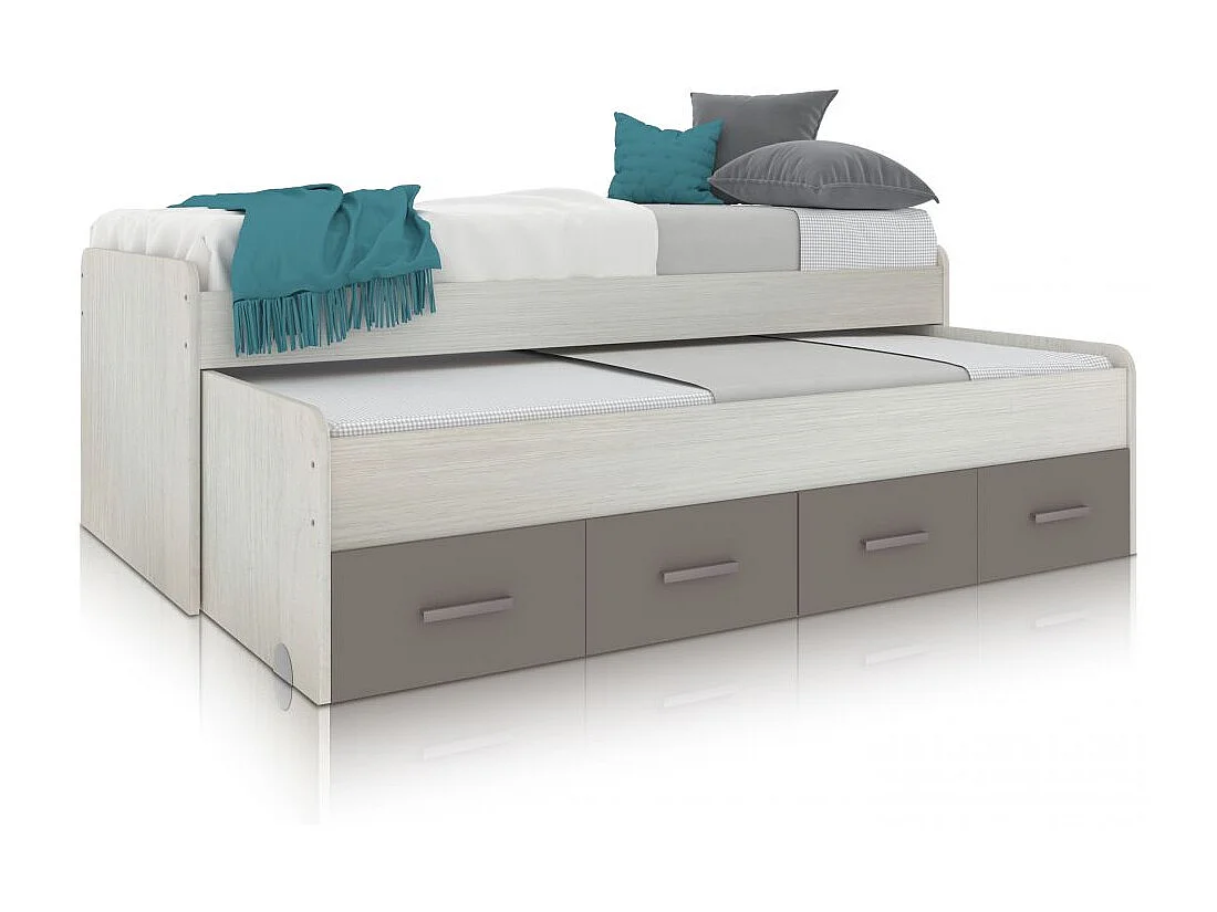 Cama doble juvenil Axim Blanco Alpes - Basalto