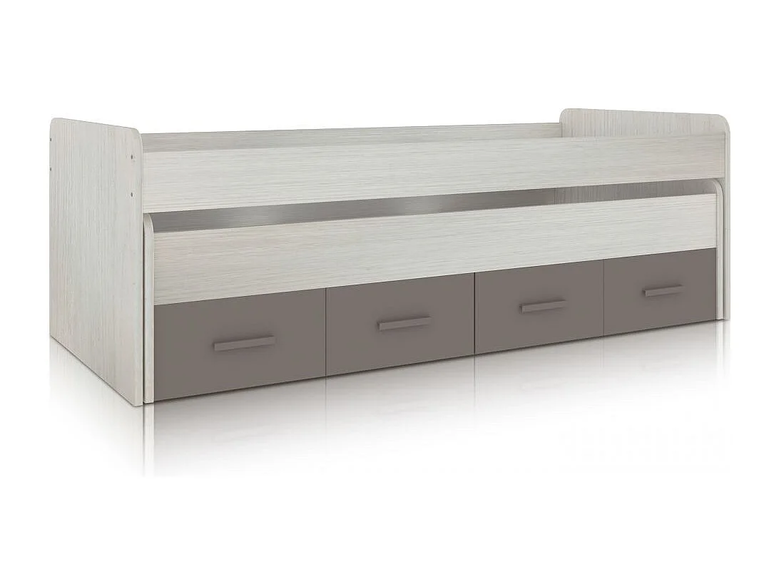 Cama doble juvenil Axim Blanco Alpes - Basalto