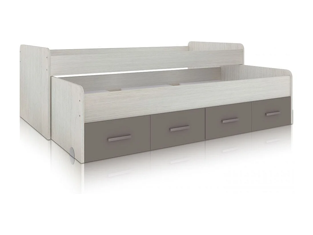 Cama doble juvenil Axim Blanco Alpes - Basalto