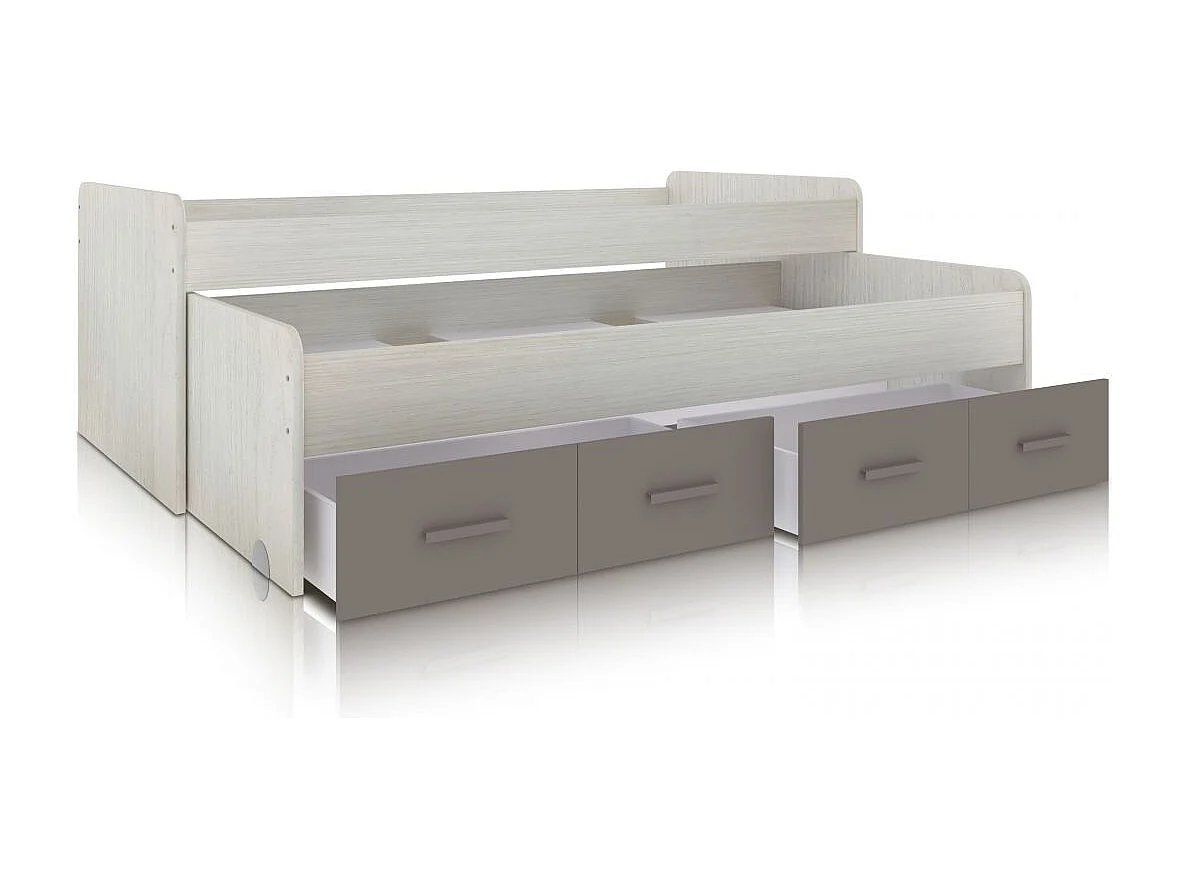 Cama doble juvenil Axim Blanco Alpes - Basalto