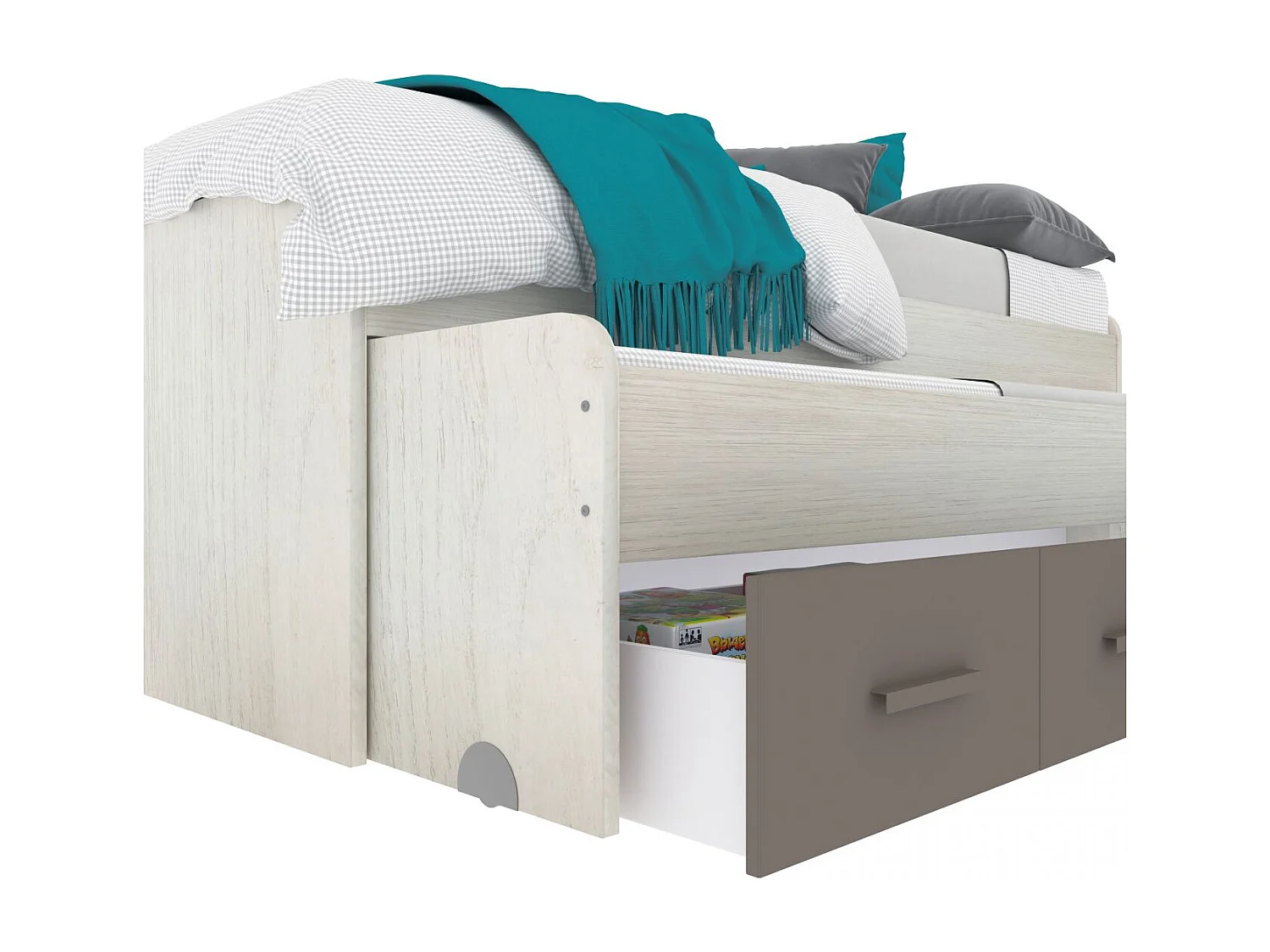 Cama doble juvenil Axim Blanco Alpes - Basalto