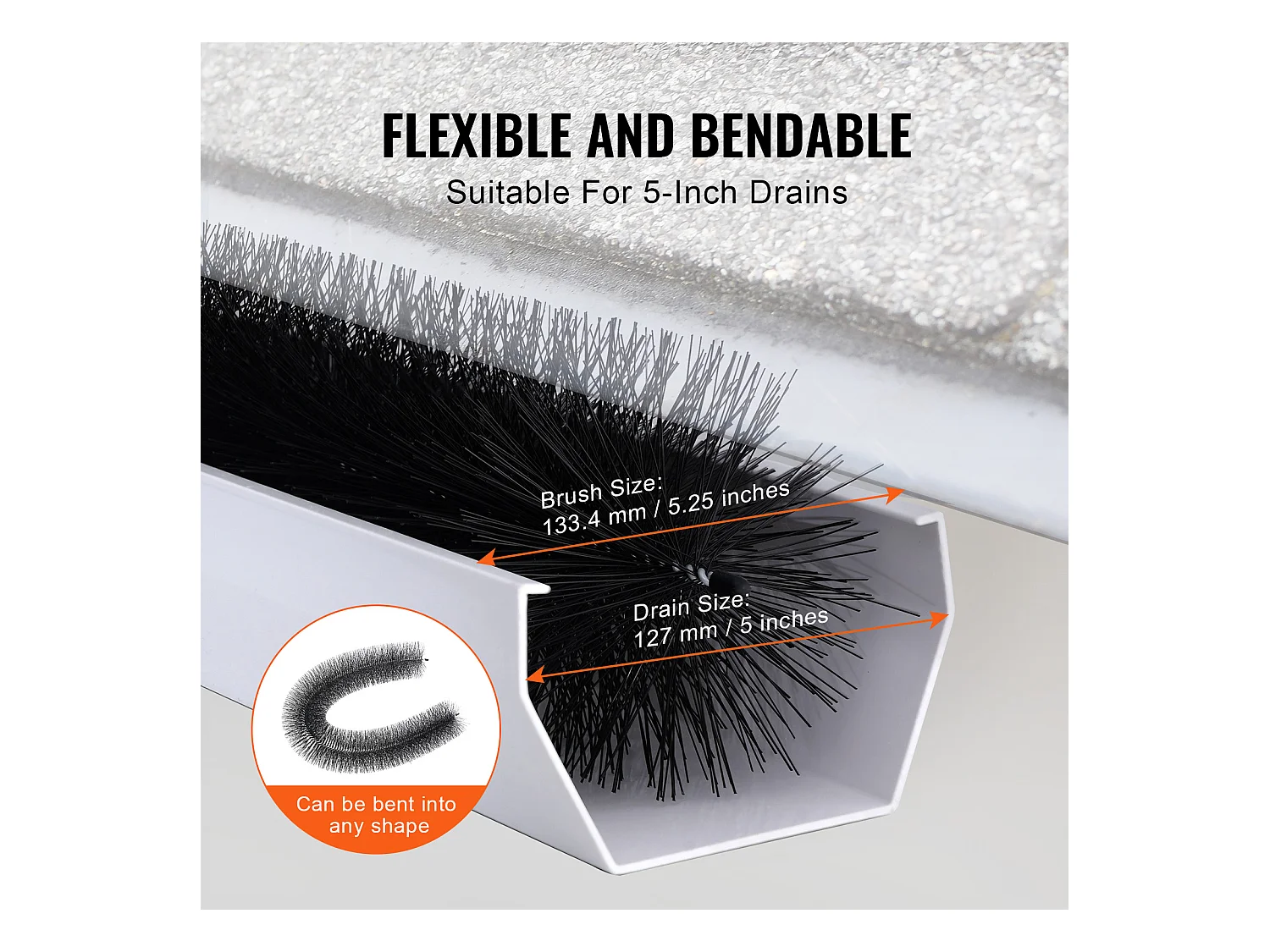 Brosse Protection Gouttière SucceBuy 18 m Poils Longs 13,3 cm Anti-Feuilles, 20 Pièces, PP + Fil Acier, Résistant à la Corrosion