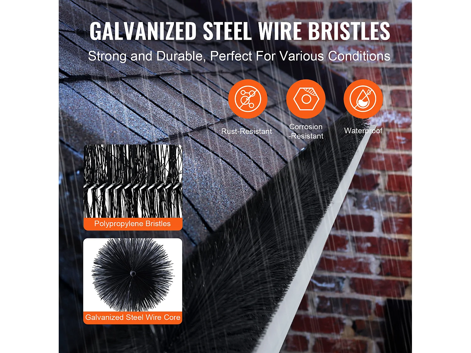 Brosse Protection Gouttière SucceBuy 18 m Poils Longs 13,3 cm Anti-Feuilles, 20 Pièces, PP + Fil Acier, Résistant à la Corrosion