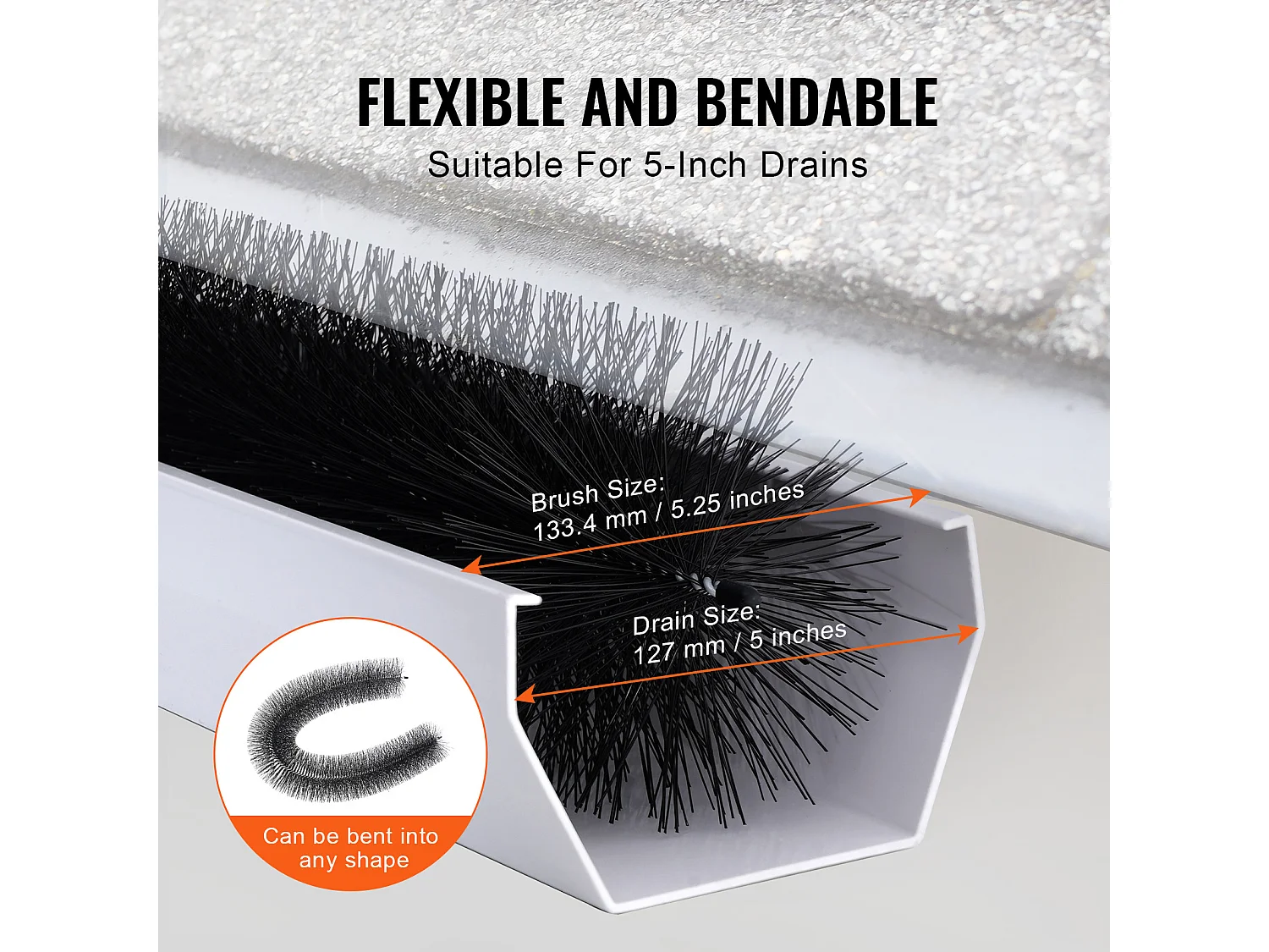 Brosse Protection Gouttière SucceBuy 18 m Poils Longs 13,3 cm Anti-Feuilles, 20 Pièces, PP + Fil Acier, Résistant à la Corrosion