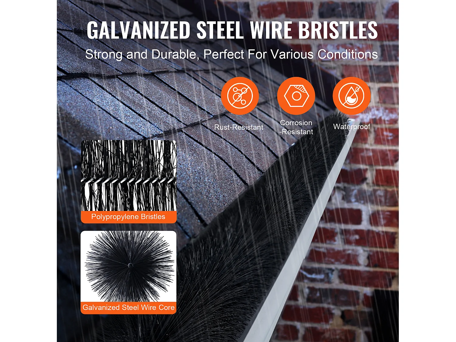 Brosse de Protection pour Gouttière SucceBuy 18 m Anti-Feuilles 12,7 cm, 20 pièces, Matériau PP + Fil d'Acier Galvanisé, Poids 2,9 kg