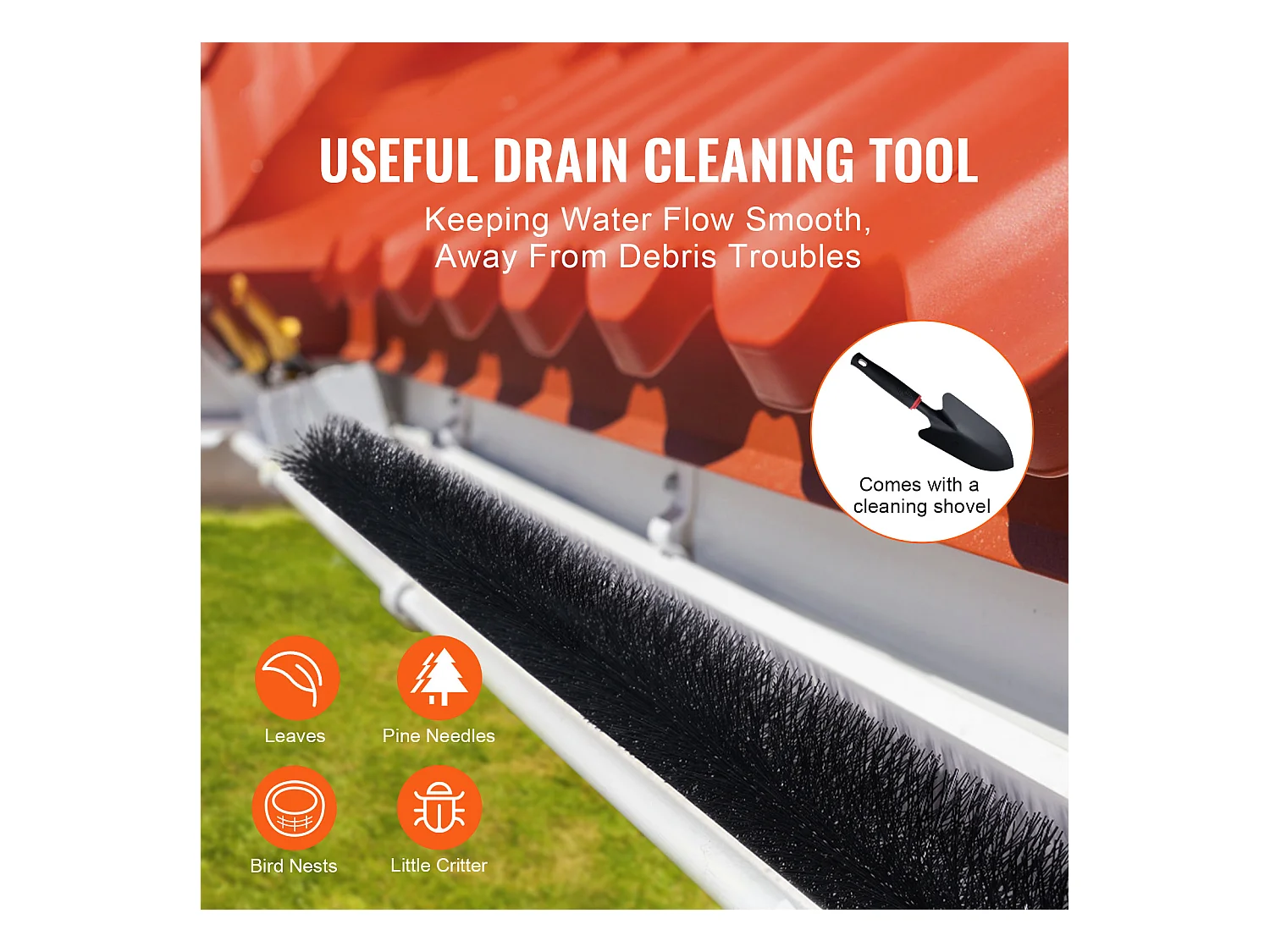 Escova de Proteção para Calha SucceBuy 24 m Anti-Folhas 12,7 cm Modelo 0809-27 Material PP Fio de Aço Galvanizado