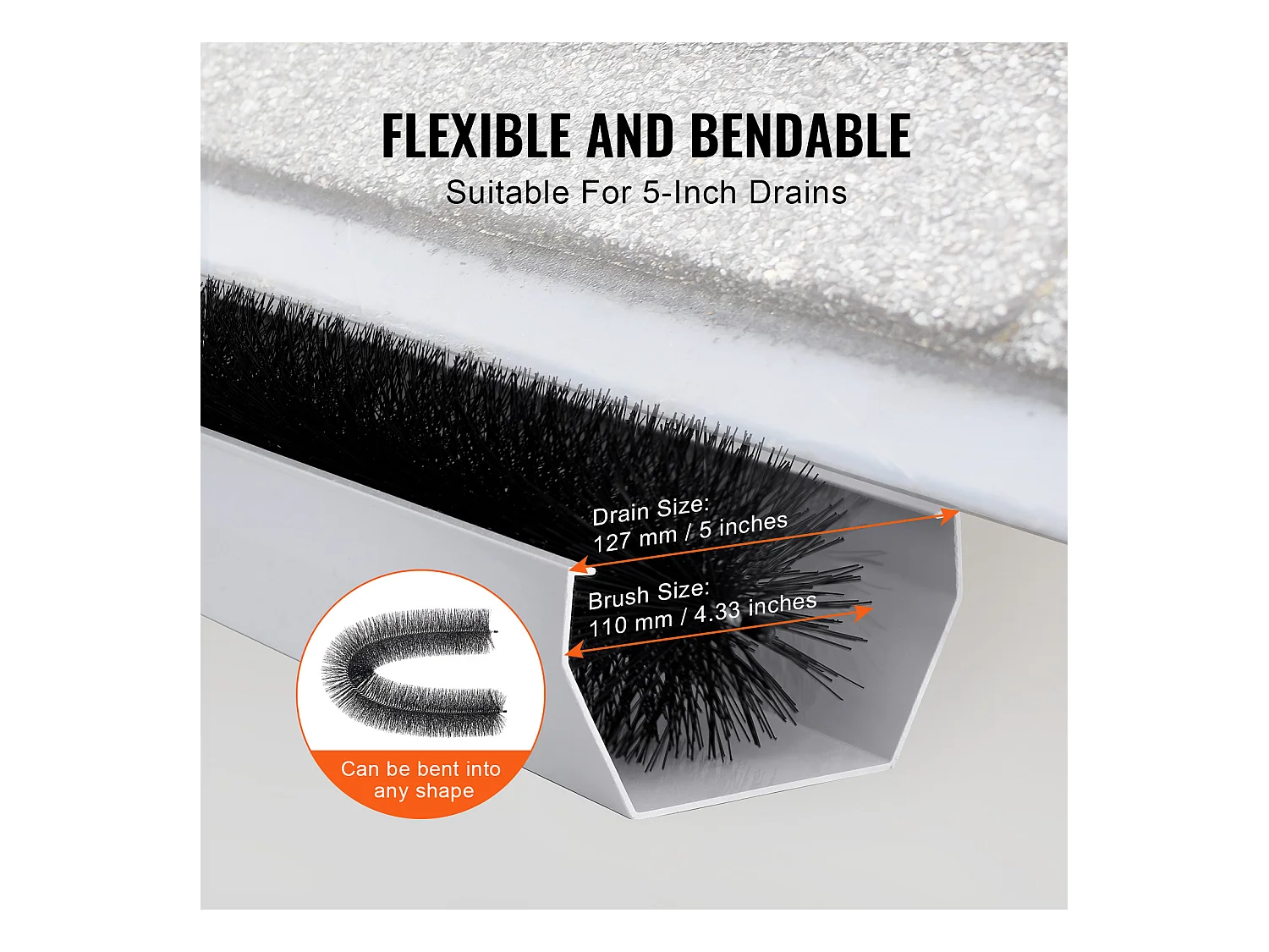 Brosse de Protection pour Gouttière SucceBuy 24 m Anti-Feuilles 12,7 cm Modèle 0809-27 Matériau PP Fil d'Acier Galvanisé