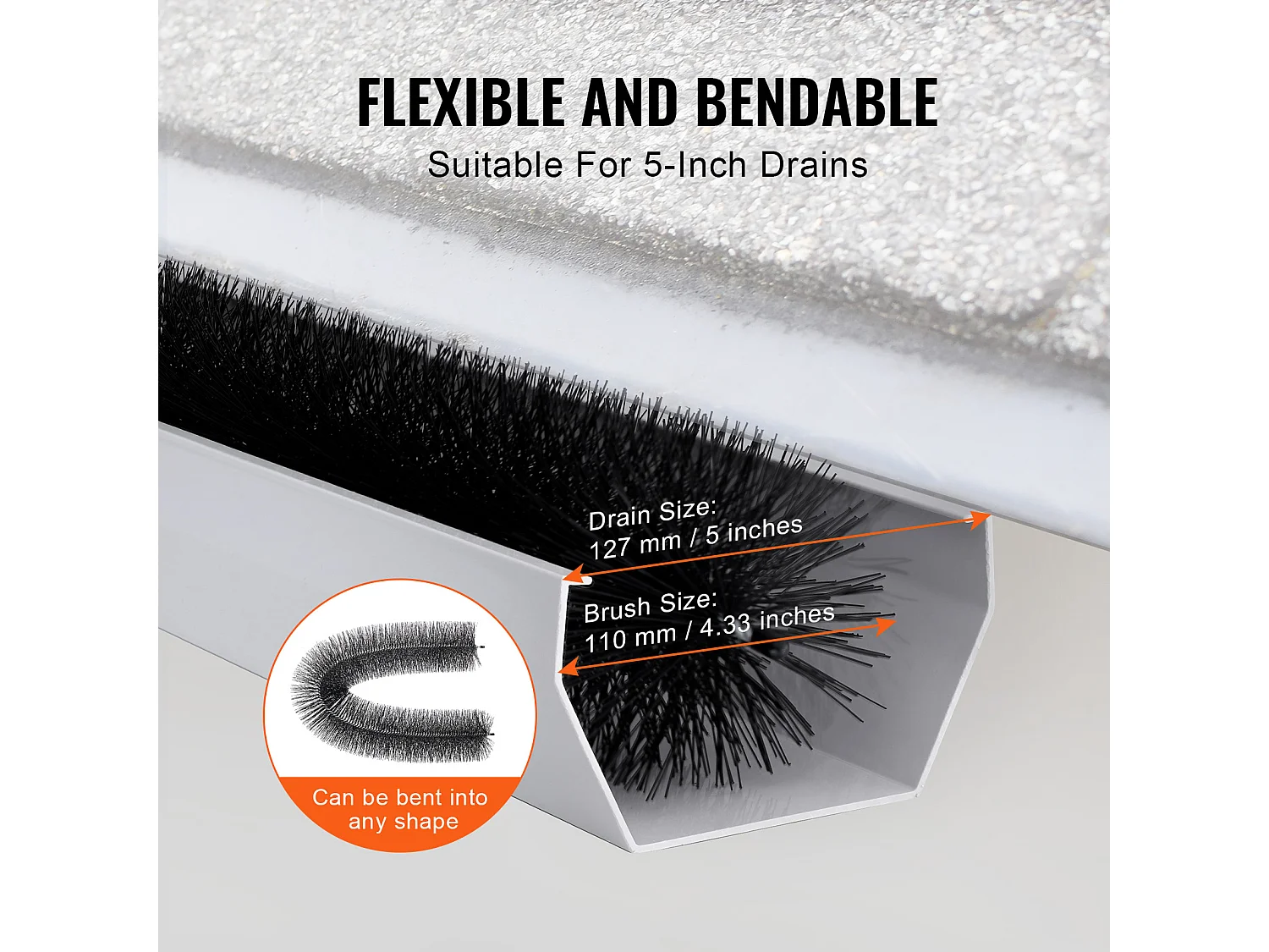 Brosse de Protection pour Gouttière SucceBuy 24 m Anti-Feuilles 12,7 cm Modèle 0809-27 Matériau PP Fil d'Acier Galvanisé