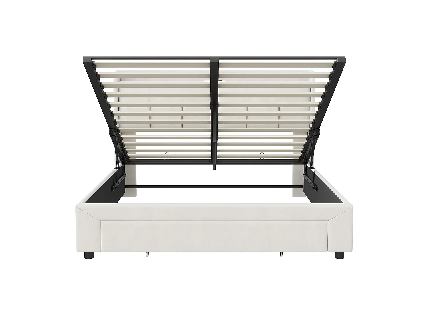 Modernes Samtbezogenes 160x200 CM Aufbewahrungsbett mit LED, USB und hydraulischem Lift - Weiß