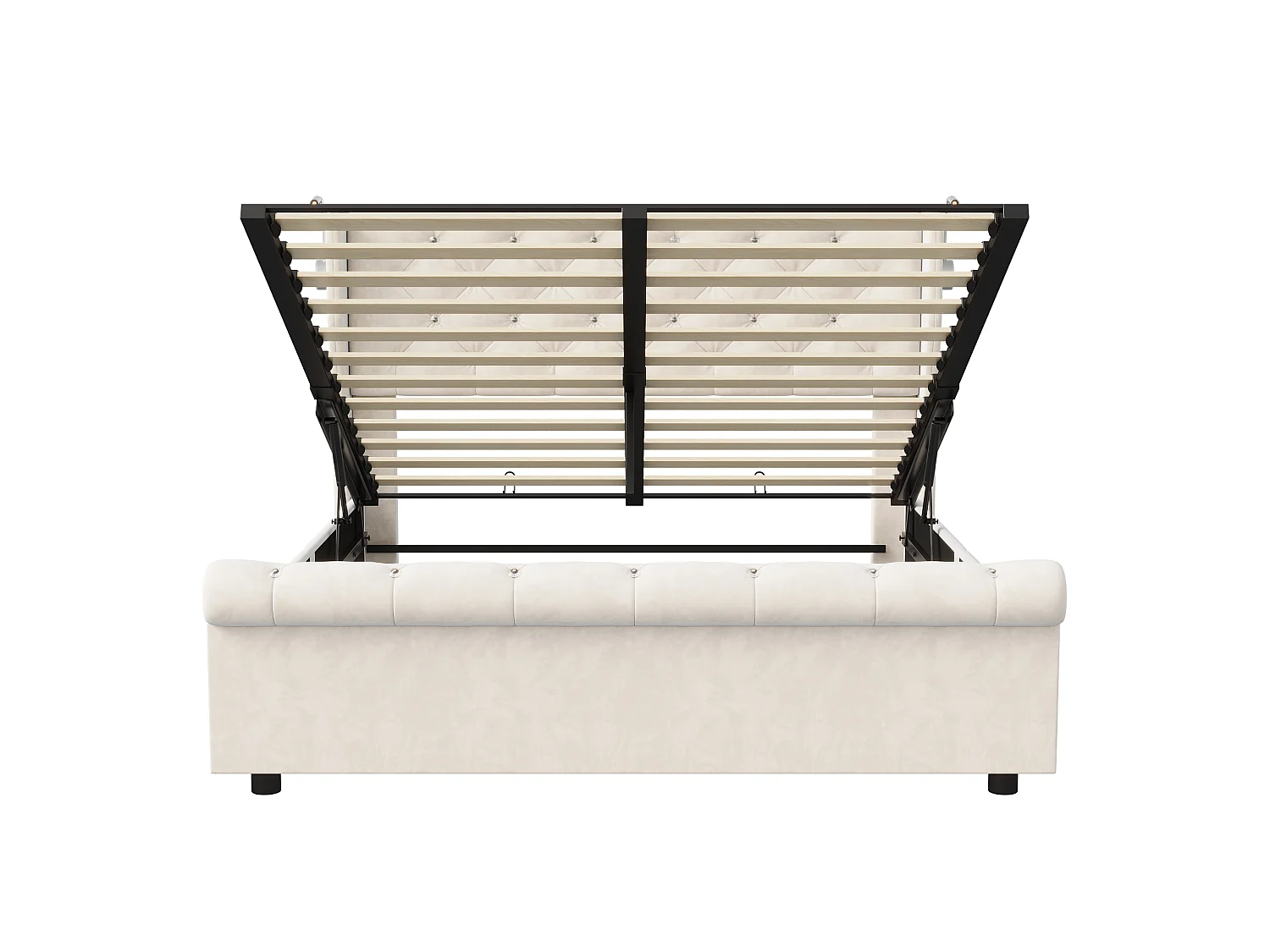Lit coffre adulte 140x190 cm - Lit adulte en tissu velours beige - Lit double capitonné avec sommier à Lattes - Lampe de Lecture et USB