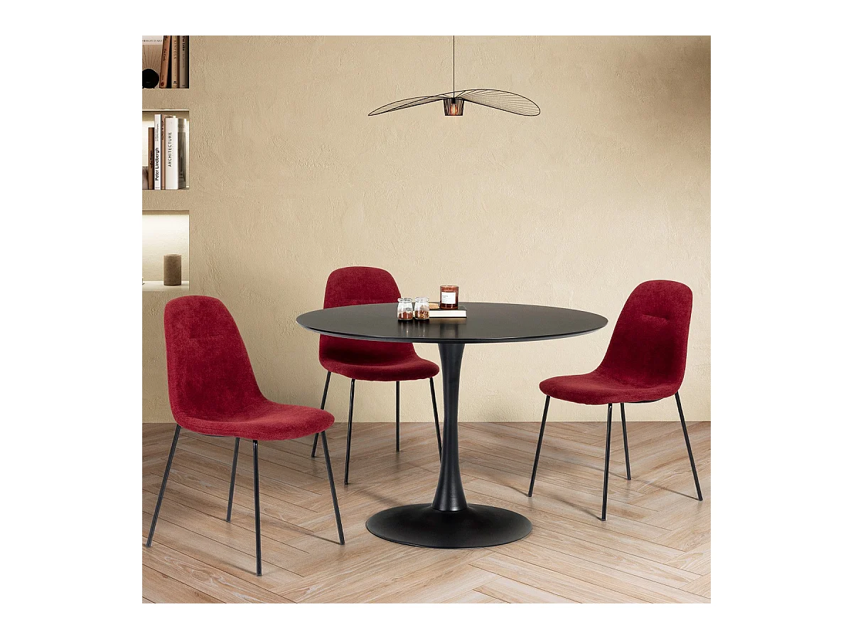 Table à manger ronde noire Ø 110 cm - Lilo