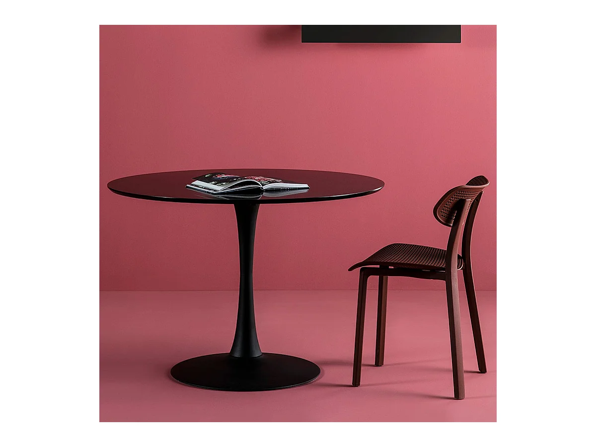 Table à manger ronde noire Ø 110 cm - Lilo