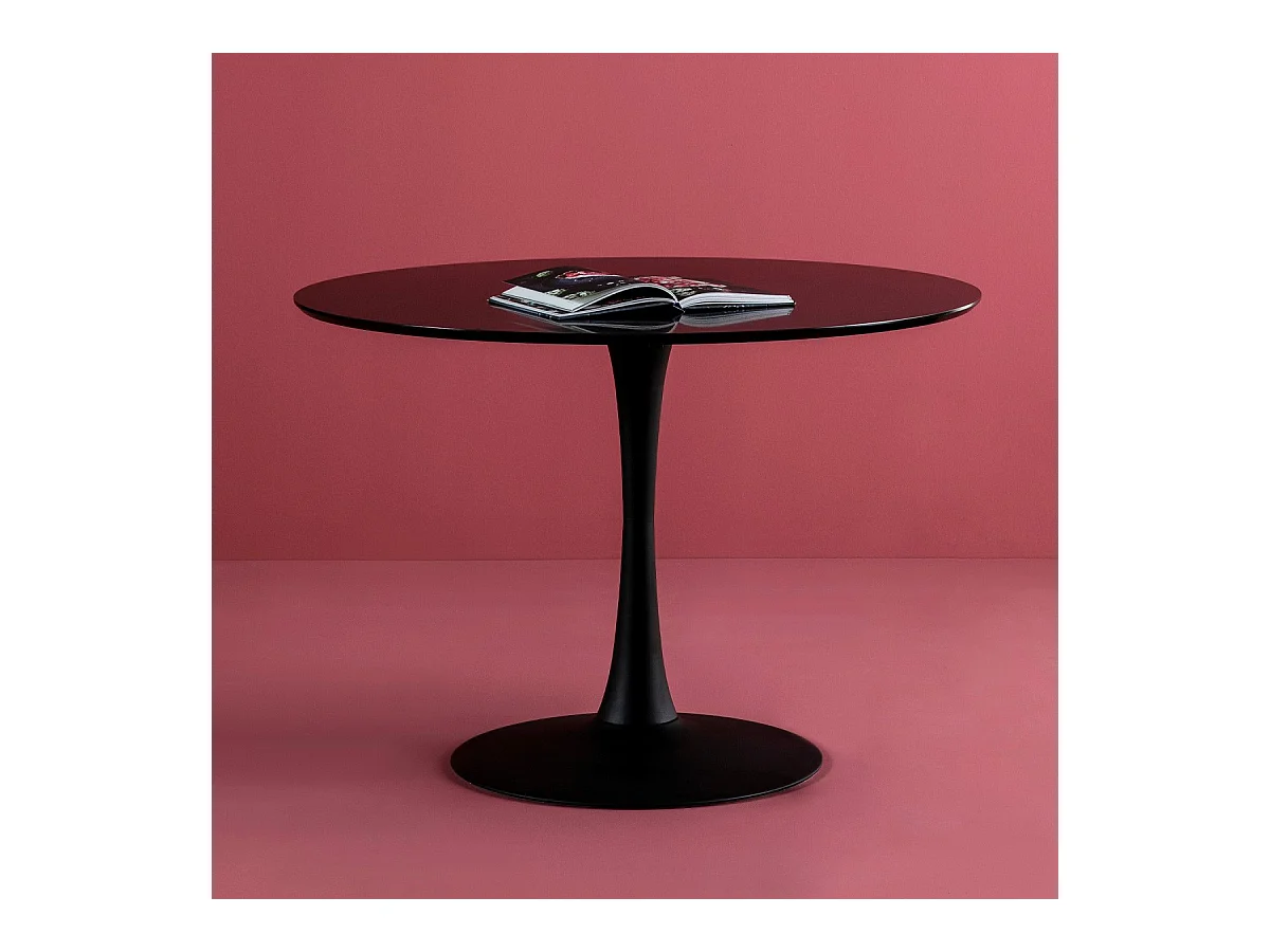 Table à manger ronde noire Ø 110 cm - Lilo