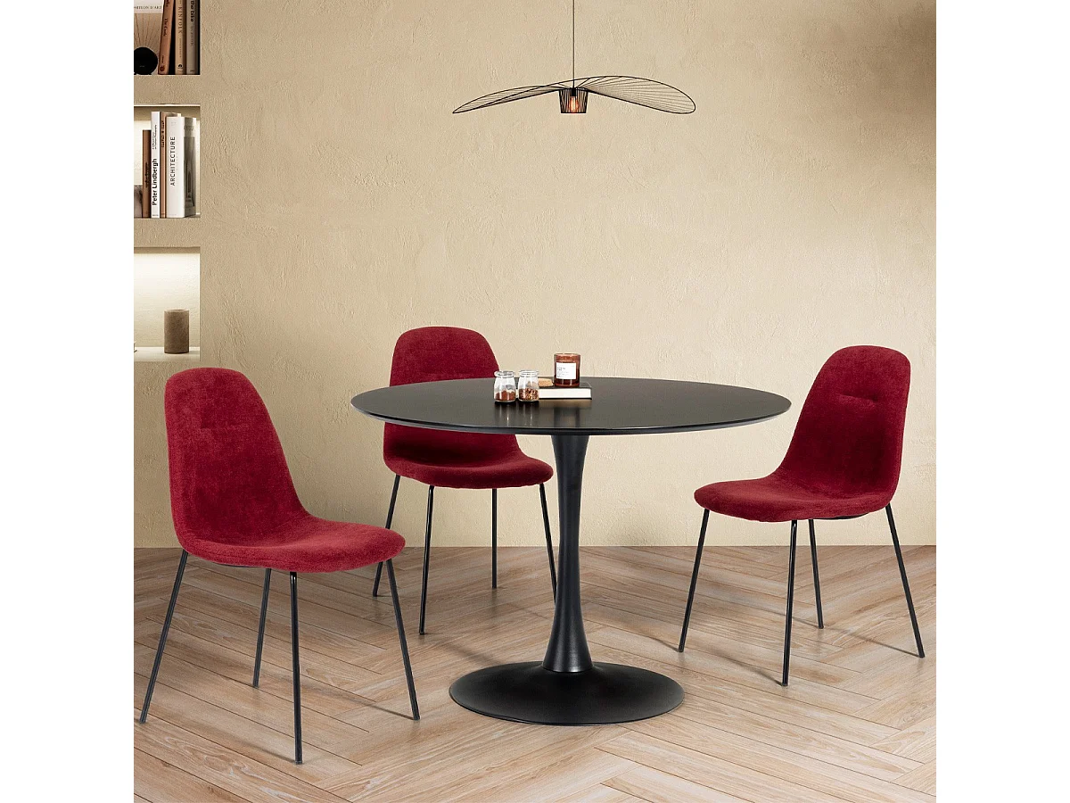 Table à manger ronde noire Ø 110 cm - Lilo