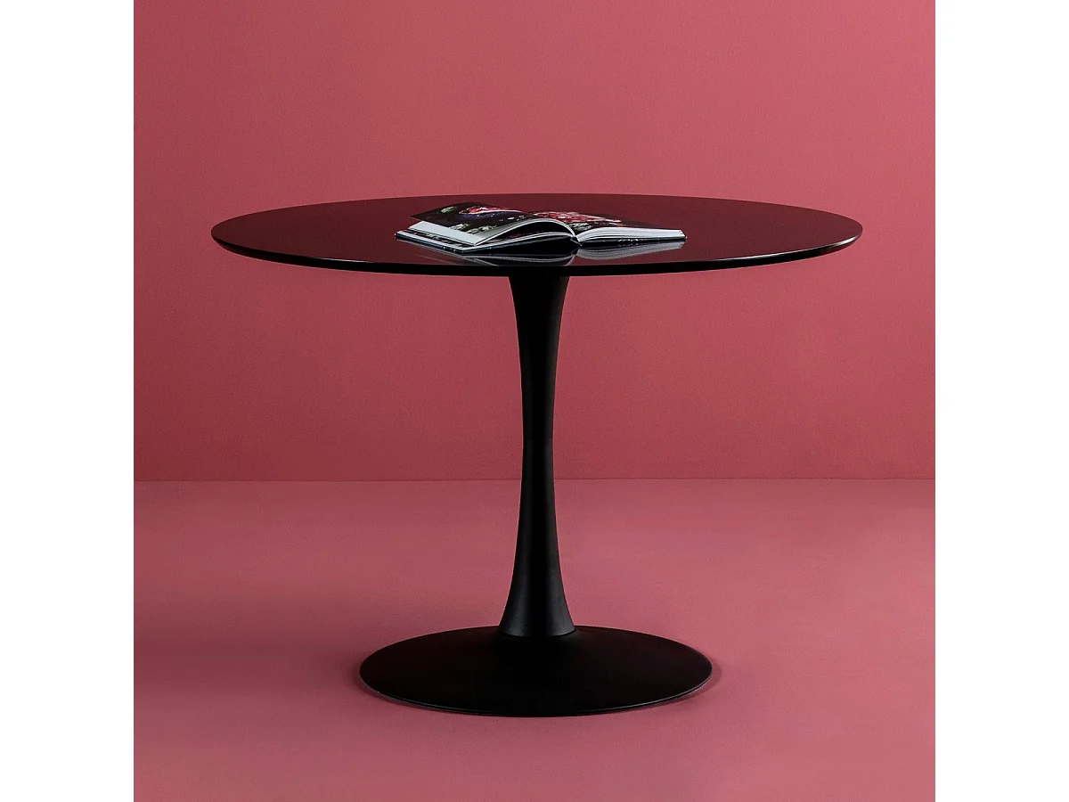 Table à manger ronde noire Ø 110 cm - Lilo