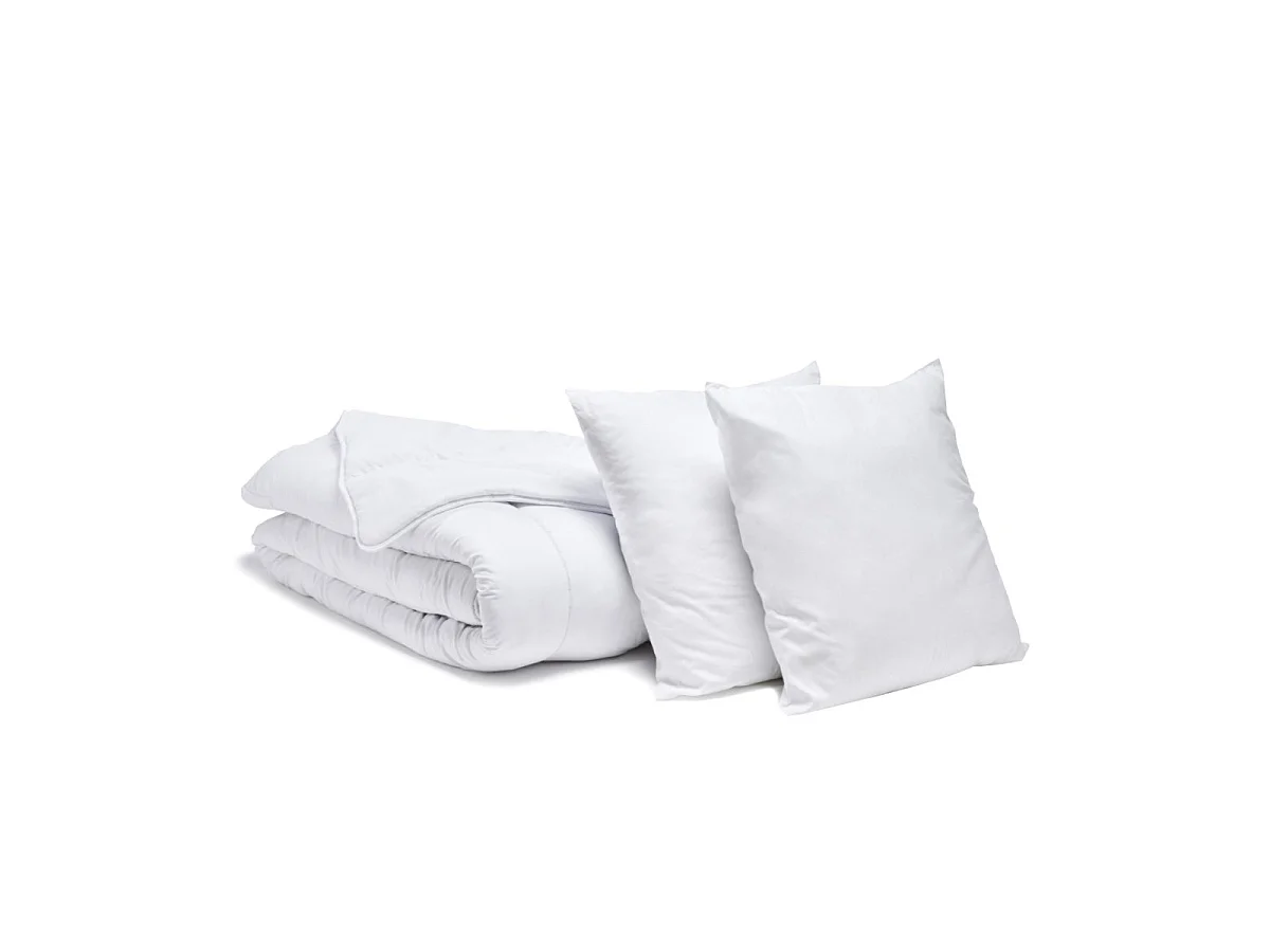 Pack Économique Couette Tempérée 220x240cm + 2 Oreillers Moelleux 60x60 cm