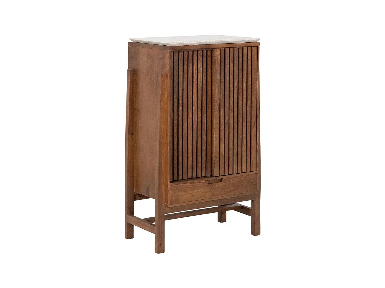 Armoire en bois d'acacia et terrazzo Kaelis