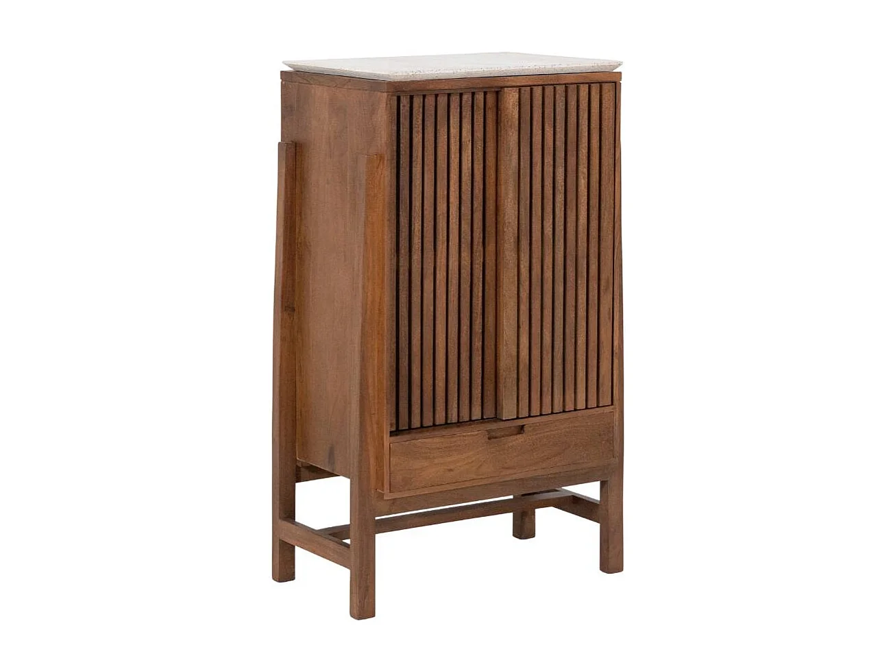 Armoire en bois d'acacia et terrazzo Kaelis