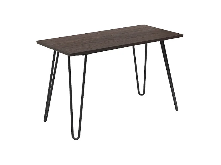 Table Industry 120 x 60 cm en métal noir mat et plateau en bois foncé - Pieds épingles