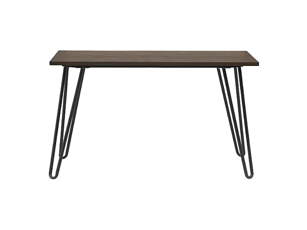 Table Industry 120 x 60 cm en métal noir mat et plateau en bois foncé - Pieds épingles