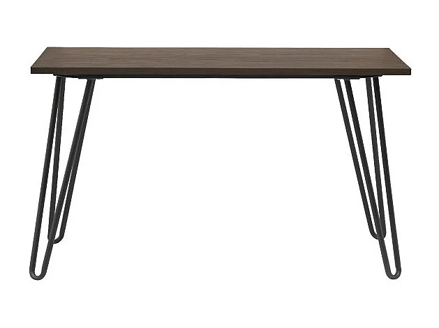 Table Industry 120 x 60 cm en métal noir mat et plateau en bois foncé - Pieds épingles