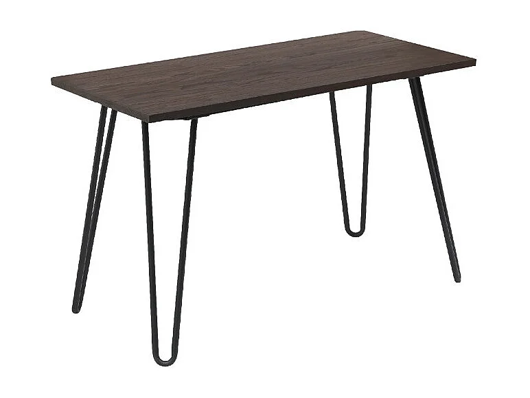 Table Industry 120 x 60 cm en métal noir mat et plateau en bois foncé - Pieds épingles
