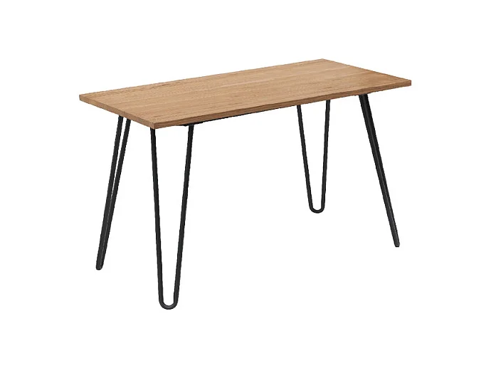 Table Industry 120 x 60 cm en métal noir mat et plateau en bois clair - Pieds épingles