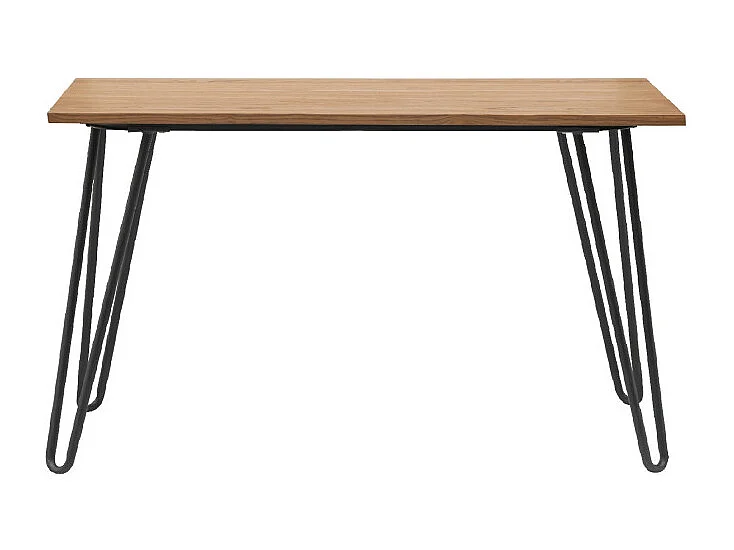 Table Industry 120 x 60 cm en métal noir mat et plateau en bois clair - Pieds épingles