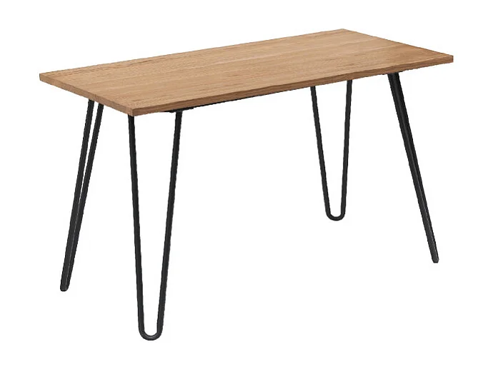 Table Industry 120 x 60 cm en métal noir mat et plateau en bois clair - Pieds épingles