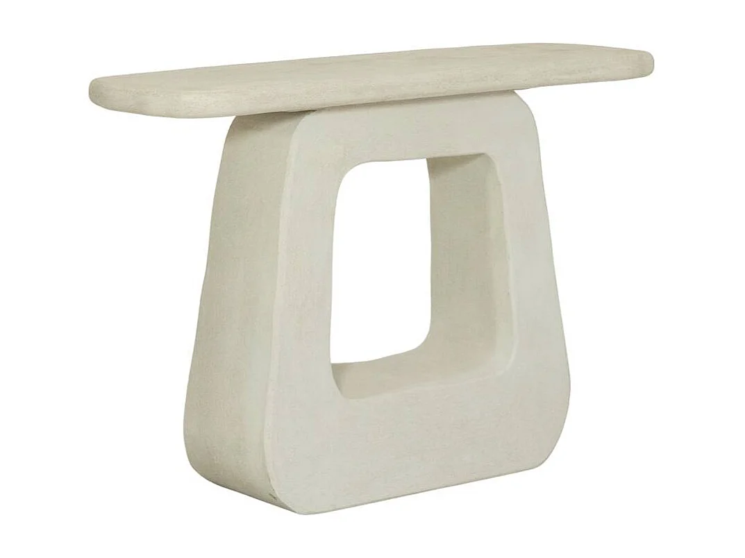 Console pied central en bois effet béton blanc Danaé