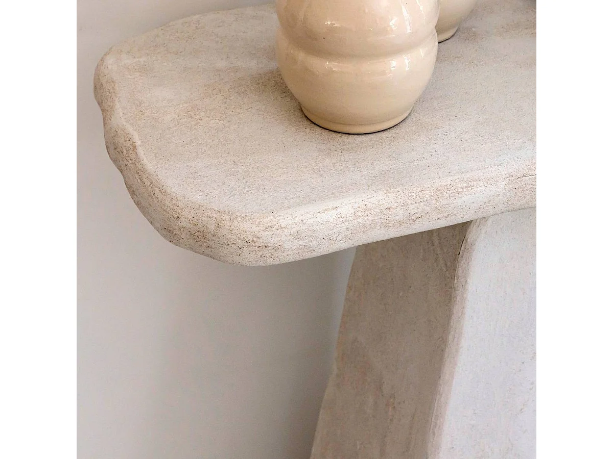 Console pied central en bois effet béton blanc Danaé