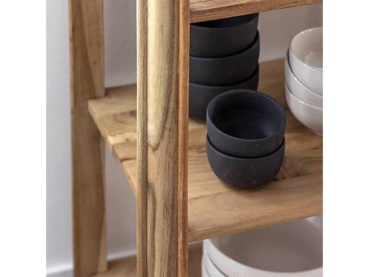 Console avec tiroir en bois d'acacia et marbre Emyr