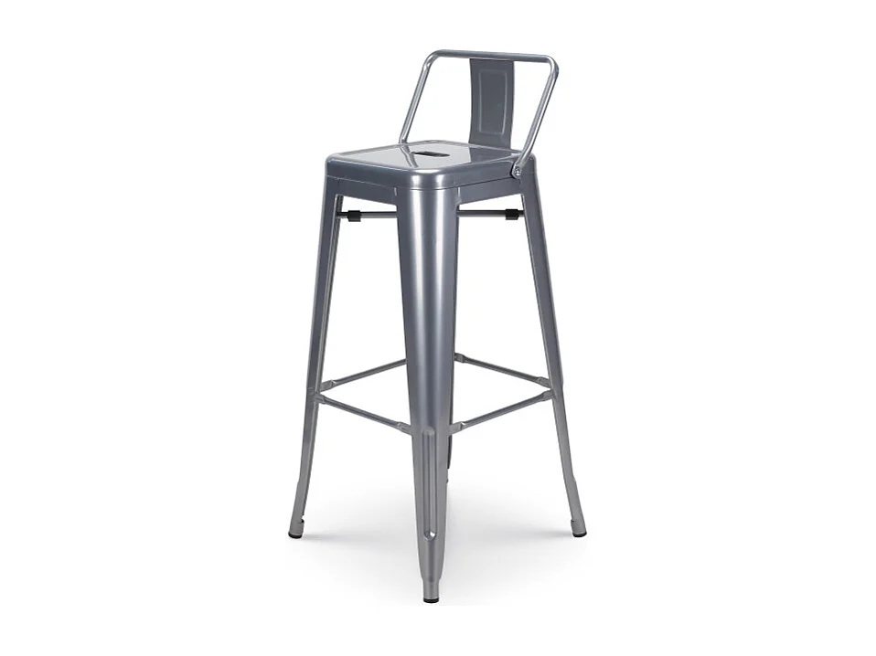 Lot de 4 tabourets de bar en métal silver avec dossier - Hauteur 76 cm