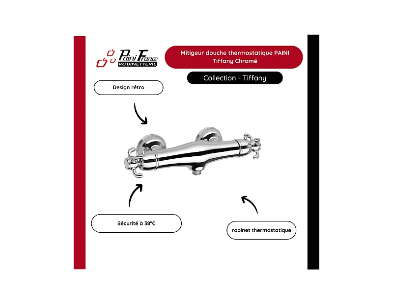 Mitigeur douche thermostatique PAINI Tiffany Chromé