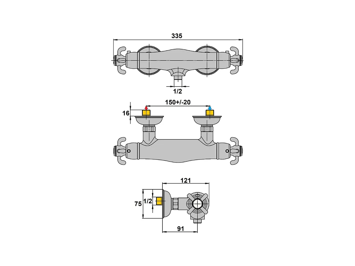 Mitigeur douche thermostatique PAINI Tiffany Chromé