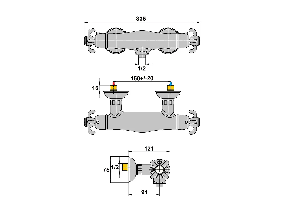 Mitigeur douche thermostatique PAINI Tiffany Chromé