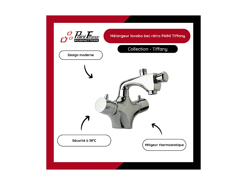 Mitigeur douche thermostatique PAINI Tiffany Chromé