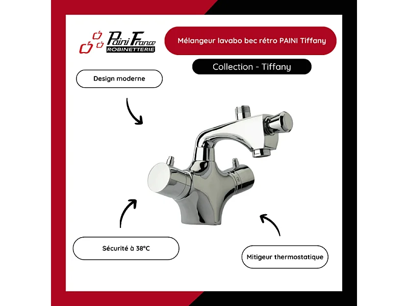 Mitigeur douche thermostatique PAINI Tiffany Chromé