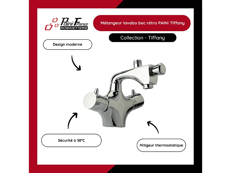 Mitigeur bain douche thermostatique monotrou PAINI Blade chromé