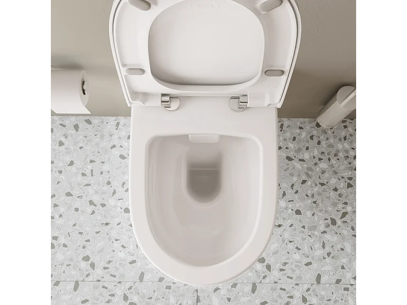 Pack WC suspendu VITRA Sento blanc mat + bâti autoportant V-Fix Core + Plaque Round Blanche