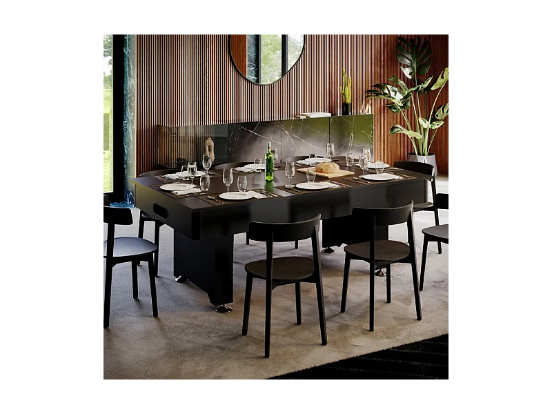 Billard Américain convertible Table dinatoire - 212 x118 x86 cm -Retour de boules automatique et Accessoires inclus