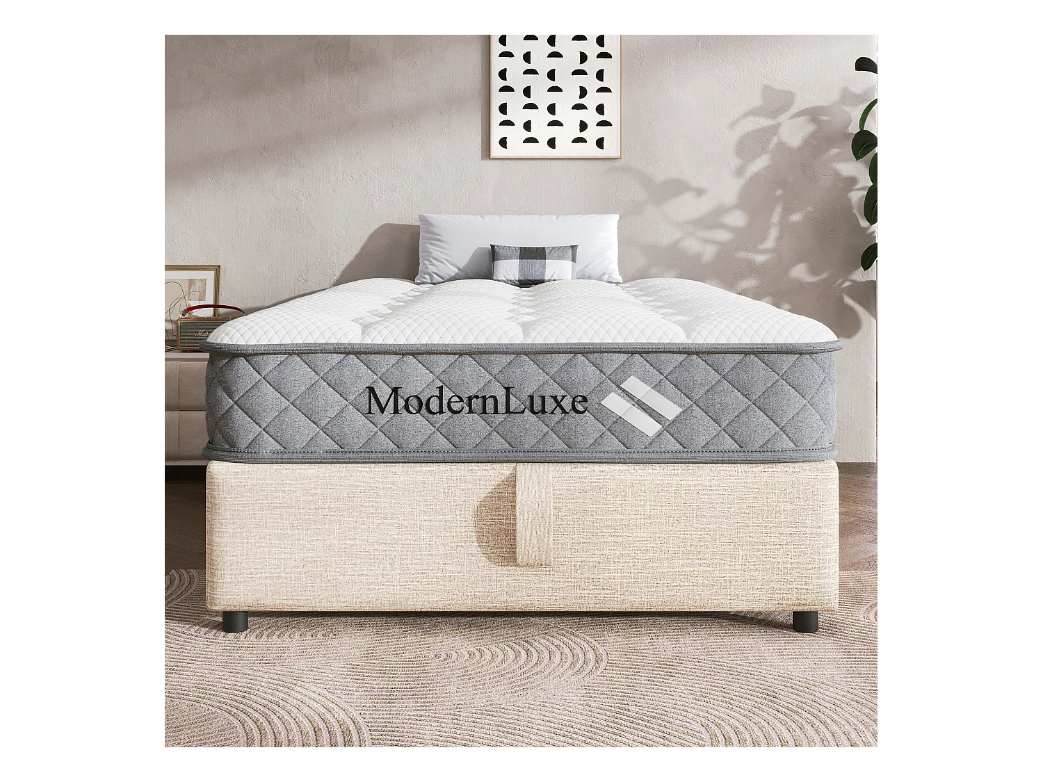 Federkernmatratze 90×200 cm - 20 cm Dicke - Härtegrad H3 - mit 7-Zonen-Taschenfederkern - weiß + grau